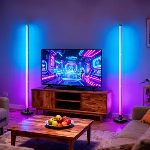 RGB Ic LED Floor Lamp, Modern Standing Light with Remote Control, USB Light Strip, 16 Million Colors, Decorative Lamp, Ideal for Living Room, Bedroom, Game Room, Reading Lamp, Decorative Atmosphere Light