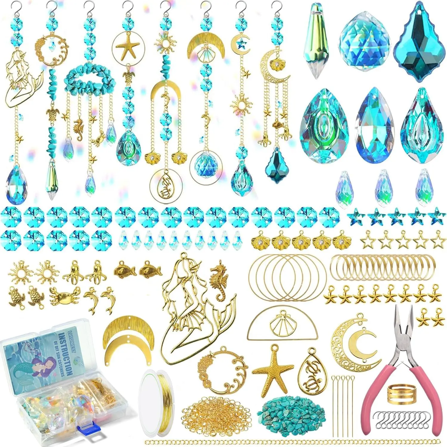 420 count Suncatcher Making Kits for Adults  Sun Catchers Crafts with Hooks Chains Pendants Rainbow Maker for Window  Prism Indoor Outdoor Garden Xmas Wedding Party Decor ()