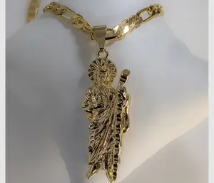 Plated Saint Jude 5mm Figaro Chain Necklace