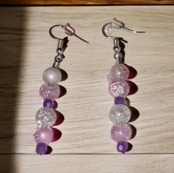 Purple handmade beaded earrings