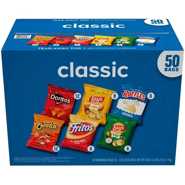 Frito-Lay Chips Variety Pack 49 Count – Snack Size Assorted Potato Corn Chips Doritos Cheetos Lays Ruffles, Single Serve Bags, Bulk Snack Pack for Lunches, Parties, Travel Snacks, On the Go, Family Variety Mix, Classic Flavors