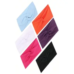 6 Pcs Women'S Headbands Twisted Cross Elastic Head Band Yoga Workout Head Non-Slip Sweat Soft Headbands Solid Color Simple Versatile Hair