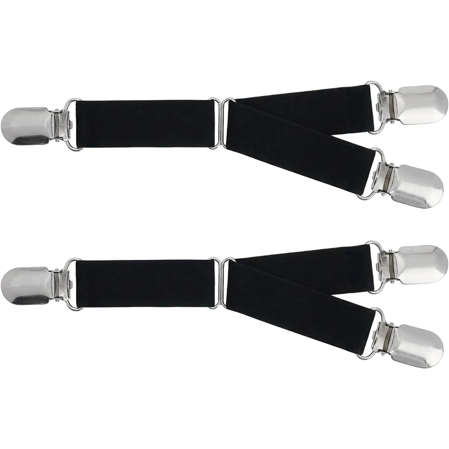 1 Pair Adjustable Y-style Stocking Clip Suspender Garter Belt Straps Shirt Sock Stays Holder with Metal Clasp