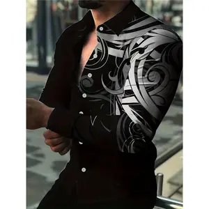 2024 New Black And White Striped Shirt Long Sleeve Business Fashion Casual Daily Shirt for Men