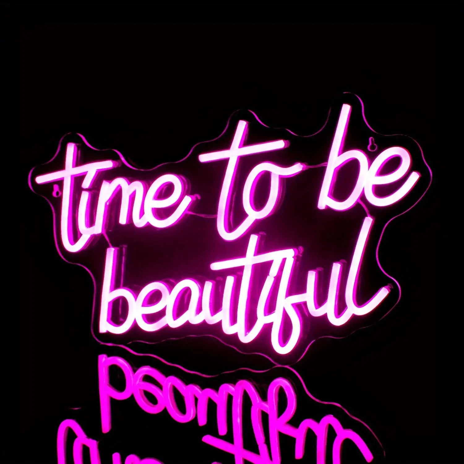 Time To Be Beautiful Neon Sign, Led Neon Lights, Led Lighted USB Powered LED Glowing Wall Hanging Neon Light, Universal Decorative Light for Home, Office, Shop