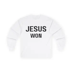 JESUS WON Long Sleeve Tee | Christian Faith Shirt, Scripture Message