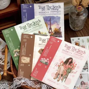 Vintage Series Sticker Book, 50 Sheets/book Scrapbooking & Journal Making Material Paper, DIY Decorative Sticker for Scrapbooking, Journal Making, Handmade Crafts, Scrapbook Materials