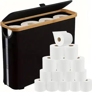 Tissue Storage Box with Wooden Cover, 1 Count Modern Tissue Storage Box, Tissue Holder, Home Organizer for Bathroom, Living Room, Bedroom, Toilet Paper Holder