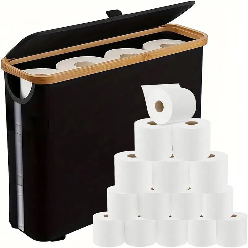 Tissue Storage Box with Wooden Cover, 1 Count Modern Tissue Storage Box, Tissue Holder, Toilet Paper Holder, Home Organizer for Bathroom, Living Room, Bedroom, Bathroom Supplies, Bathroom Essentials Accessories, Bathroom Accessory