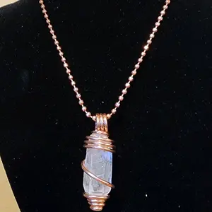 Raw Clear Quartz Copper-Wrapped Pendant – 24” Copper Ball Chain | Amplify Energy & Clarity
