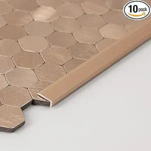 Peel and Stick Metal Edge for Hexagon Tiles (Brushed Gold,10 Piece)