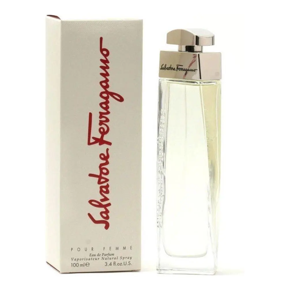 SALVATORE FERRAGAMO Pour Femme Eau de Parfum, Women's Floral Perfume with Notes of Jasmine, Amber & Sandalwood, 3.4 fl oz, Bergamot, Signature Scent, Women's Fragrance, Cedar, Edp, Amber Base, Jasmine Blend