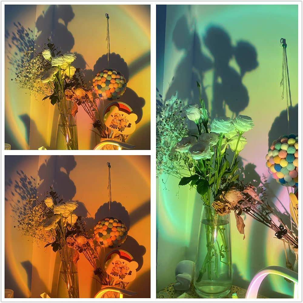 Sunset Lamp Projector Rainbow Projection Lamp Romantic LED Sunset Projection Light for Party Photo Vlog Background Bedroom