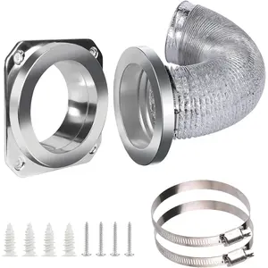 Dryer Vent Coupling Kit-DV180 Airtight Seal Dryer Vent Connector Kit, Quick Connect/Disconnect with 4" x 3.3ft Duct & 2 Clamps, Easy to Clean & Install Connector for Dryer Venting
