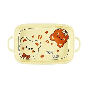 Golden Lion 13-Inch Double Ear Cartoon Fish Plate, Hello Bear Serving Platter for Kitchen & Dining