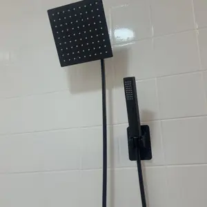 Bathroom Accessories High Pressure Shower Head Set for Summer Gift,1 Set 6/8"  Square Rain & 2-in-1 Hand Shower,Equipped with 75"Hose, 3 Way Diverter Valve,Adhesive Shower Head Holder,Wrench-free installation summervibes,home essentials