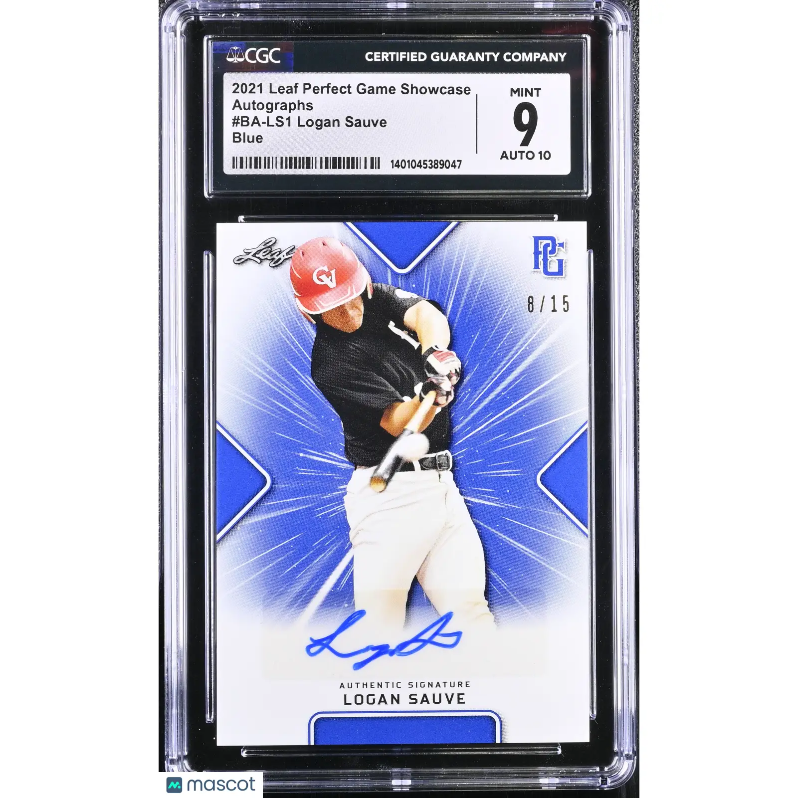 Logan Sauve CGC 2021 Perfect Game Showcase #BA LS1 Blue 8/15 Baseball 9