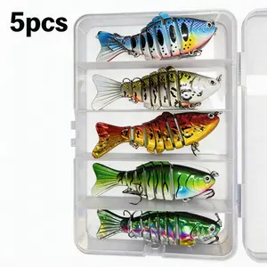 Ultimate 5-Piece Life-like Jointed Fishing Lure Set | Sinking Swimbait for Aggressive Bass & Pike | Multi-Segment Hard Bait with Tackle Box