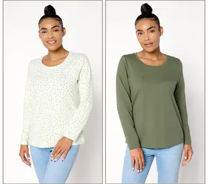 Denim & Co. Essentials 2-Pack Perfect Jersey Print/Solid Top