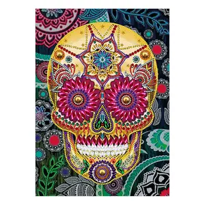 DIY Luminous Rhinestone Diamond Art Kits, Sugar Skull Pattern Handcraft Art, Frameless DIY Decor Gift for Hobbyists