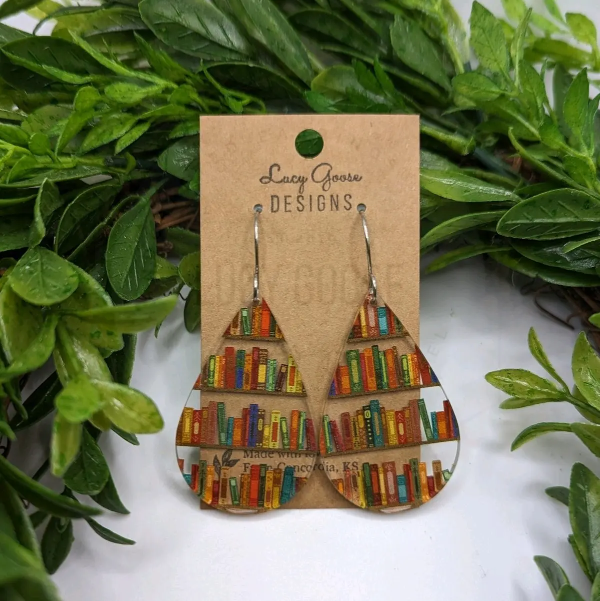 Clear Acrylic Bookshelf Teardrop Earrings, Librarian Earrings, Book Lover Gifts, Book Earrings, Library, Gifts for Teachers, Gifts for Librarians, Back to School, Reading