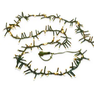 RAZ Imports Connectable Warm White Cluster Garland Christmas Lights with Green Wire and Remote