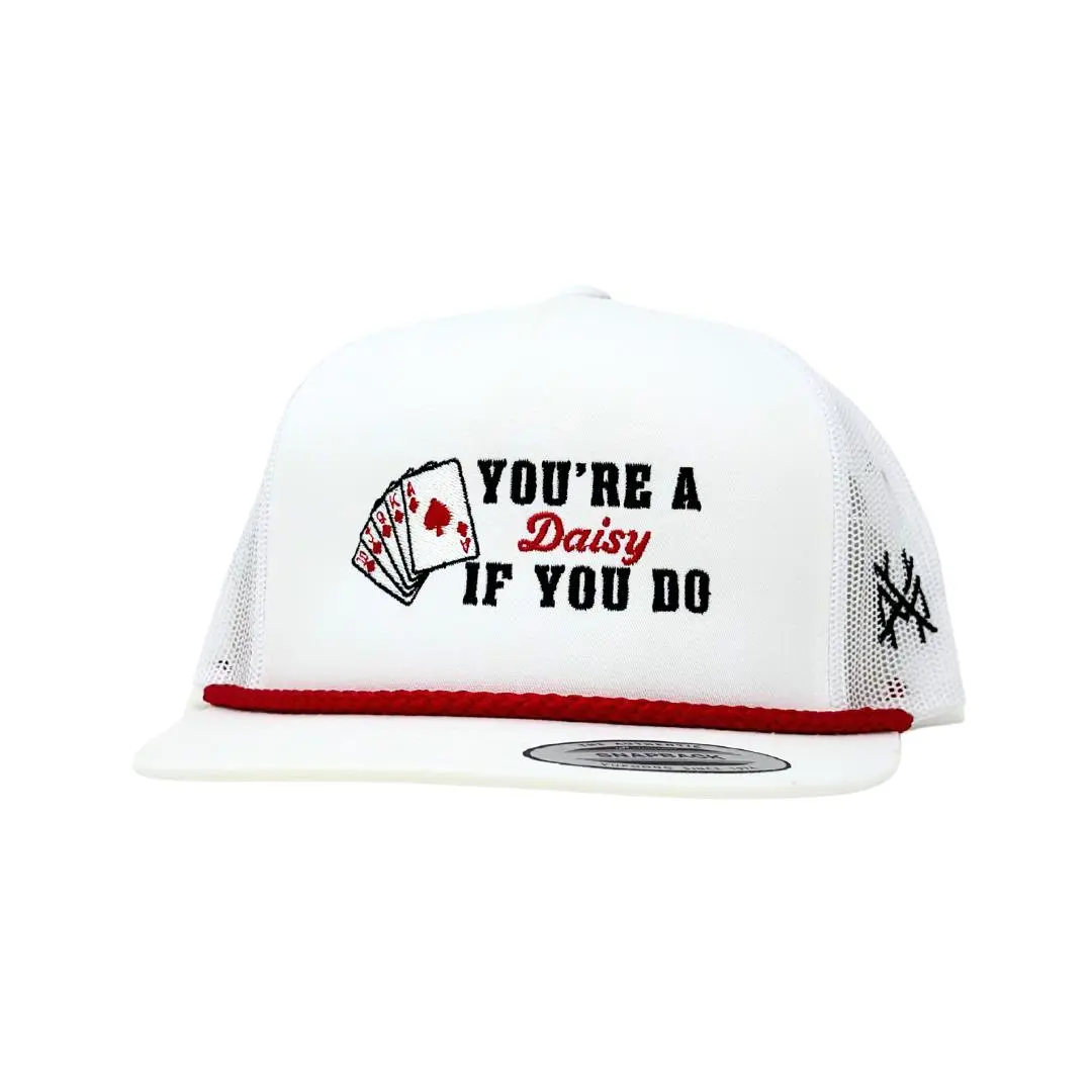 Flat Bill White with Red Rope