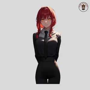 Makima Standing in Suit Sticker, Chainsaw Man Cool Female Anime Leader Vinyl Sticker