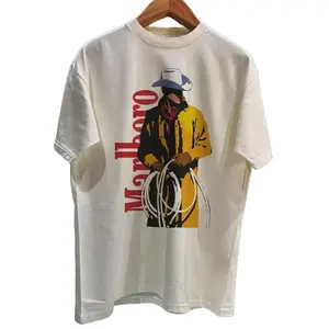 1990s Marlboro Cowboy Graphic White Short Sleeve Unisex Shirt S-3XL