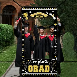 Banner, 1pc, Graduation Party Banner, Graduation Season Cut-Out Photo Frame Prop Banner, GRAD Party Decoration Supplies, Party Photo Backdrop Decoration, Home Room Decoration, Garden Decoration ZY, 2D Flat