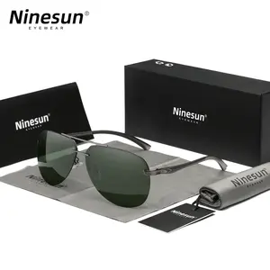 KINGSEVEN 2024 Fashionable Aluminum Magnesium Polarized Rimless Lens Sunglasses for Men With Luxury Accessories 7413