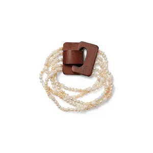 Ivory Pearl Bracelet With Wood Closure