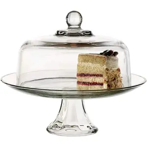 Footed Cake Set with Dome (2 Piece, All Glass, Dishwasher Safe) , Color - Clear/Presence, Great for presenting cakes, desserts, fruits, and more Anchor Hocking