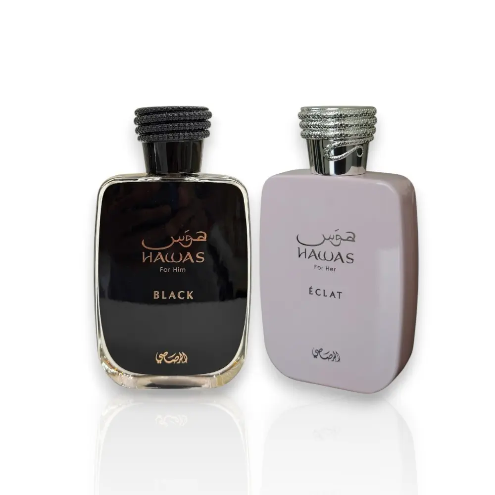 Oudlash Bundle | Rasasi Arabian Fragrance Multi-Pack - Hawas Eclat & Hawas Black Eau de Parfum (EDP), 3.4 oz, with Woody-Citrus, Vanilla & Floral Notes