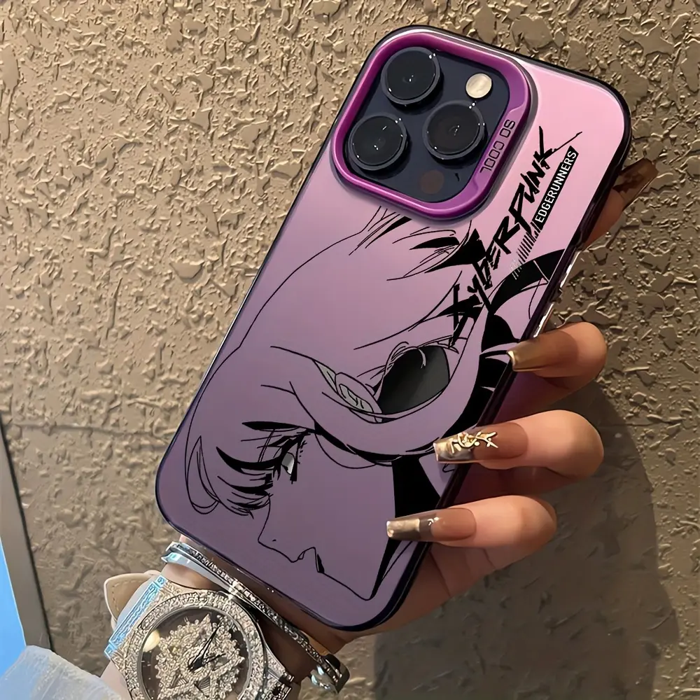 Fashionable Cool Edgerunners C-Cyberpunk Girl Phone Case Suitable for Iphone 17 Pro Max Air,16, 15, 14, 13, 12, 11 Pro Max, X, XR, XS Max, 8, 7 Plus & Samsung Galaxy S25 Ultra S24 S23 S22 S21 Plus with Anti-Drop Frosted Back Cover