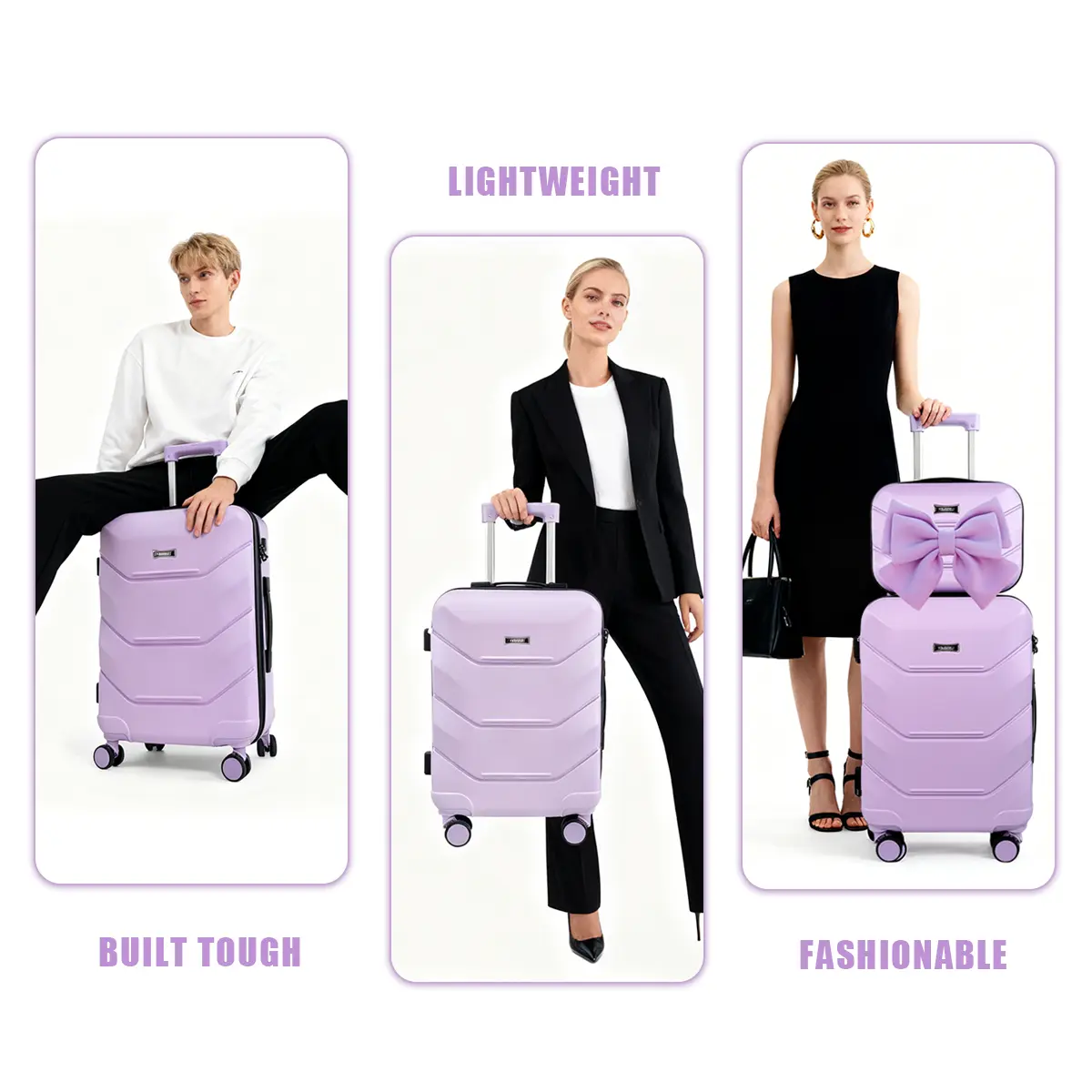 Upgraded Purple Carry-On Suitcase 13