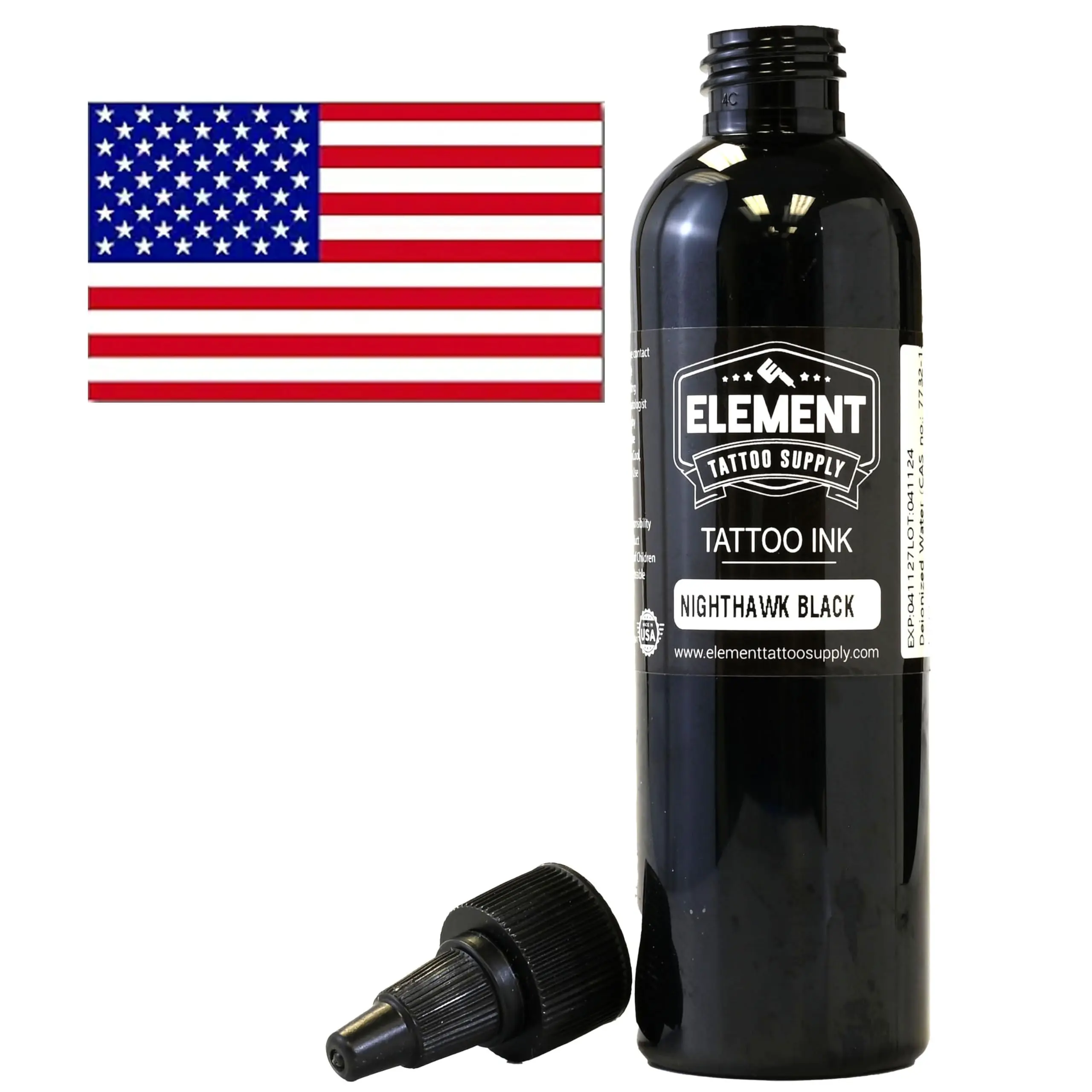 Element Tattoo Nighthawk Black Ink for Lining Shading Tribal Work and Skin Use 4 oz