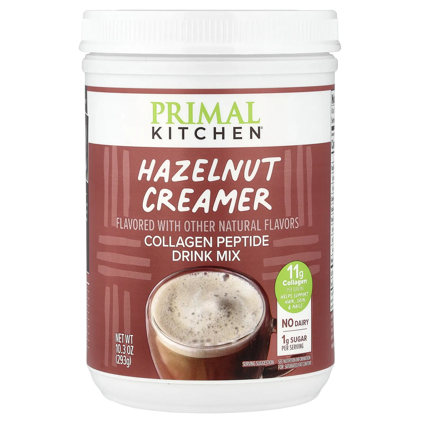 Primal Kitchen Collagen Peptide Drink Mix, Hazelnut Creamer, 10.3 oz (293 g)