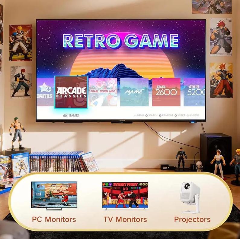 2026 Upgraded Mass Games Retro Game Console with  Built-in Games 19 Emulators 2 Wireless Controllers HD Output & 128GB SD Card Great for Kids & Adults - Portable Gaming System