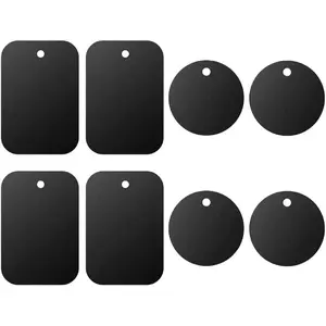 Universal Metal Plate 8 Pack for  Phone  Mount Holder Cradle with Adhesive (Compatible with  Mounts) - 4 Rectangle and 4 Round, Black