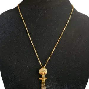Elegant African doll stainless steel necklace.