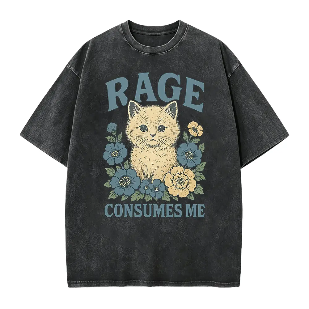 Cat Meme Shirt - Funny Cat T-Shirt, Kitten Weirdcore T Shirt, Rage Consumes Me, Sarcastic Graphic Tee, Shirt-funny cat lady