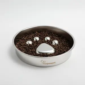 Stainless Steel Slow Feeder Dog Bowl – Non-Slip Metal Feeding Dish, Reversible Double-Sided Design for Dry, Wet, or Raw Food, Great for Small to Large Dogs