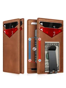 Men's Ultra-Thin Wallet, Leather Bifold Wallet with Rfid Protection, Elegant Microfiber Leather, All-Season Credit Card Holder