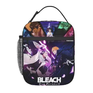 Cartoon Bleach anime Insulated Lunch Box, Bleach thousand year blood war Reusable Lunch Bag. Bleach movie Adult Meal Tote & Meal Holder, Designed for Work, Outdoor Activities and Picnics
