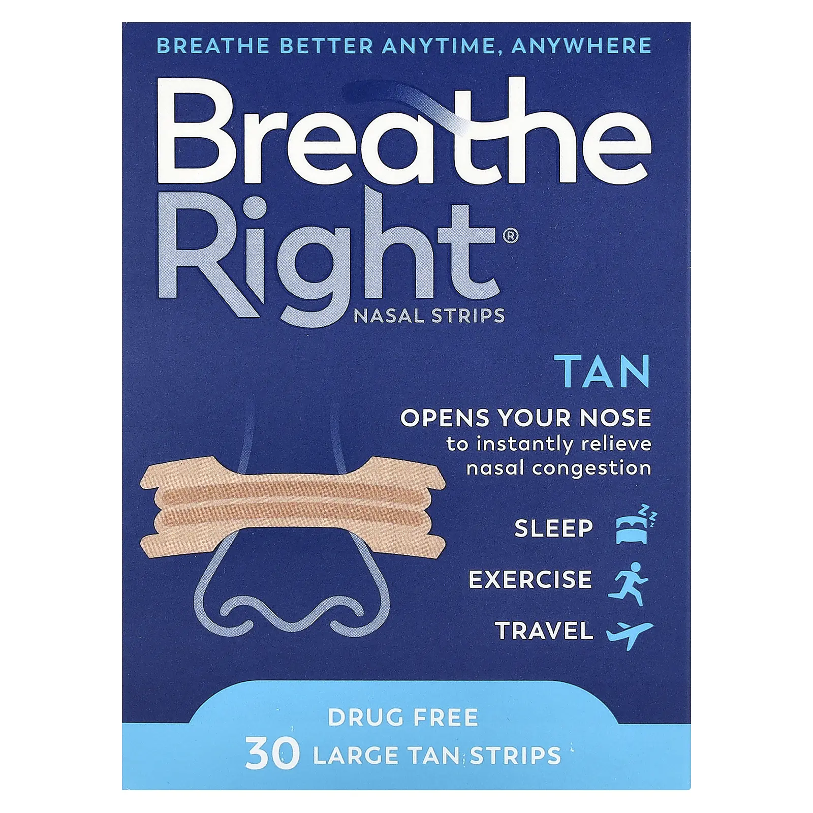 Breathe Right Nasal Strips, Large, Tan, 30 Strips | HSA/FSA Eligible Breathe Right Nasal Strips, Large, Tan, 30 Strips | HSA/FSA Eligible