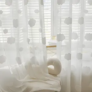 2Panels  Cloud Window Curtain Panels, Transparent Light Filtering, Fashionable French Style, Balcony Living Room Bedroom Decor