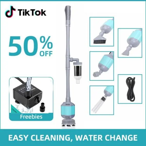 Hygger Aquarium Gravel cleaner Electric Automatic  5-in-1 Electric Fish Tanks Gravel Vacuum Cleaner Set for Removable Vacuum Water Changer Sand Algae Cleaner Filter Changer