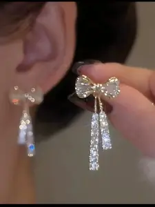 New Bow Earrings Trendy Women's Ear Rings Simple Elegant Versatile Studs Jewelry, Alloy Material, Party Style, All Seasons