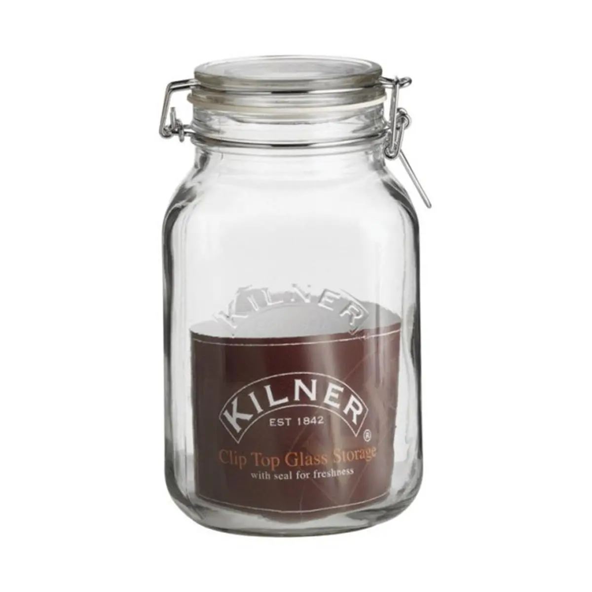 Kilner Square Clip Top Airtight Storage Jars - 4-Piece 68oz Containers Set, Dishwasher Safe Home Organizer Canisters, Ideal for Gifting
